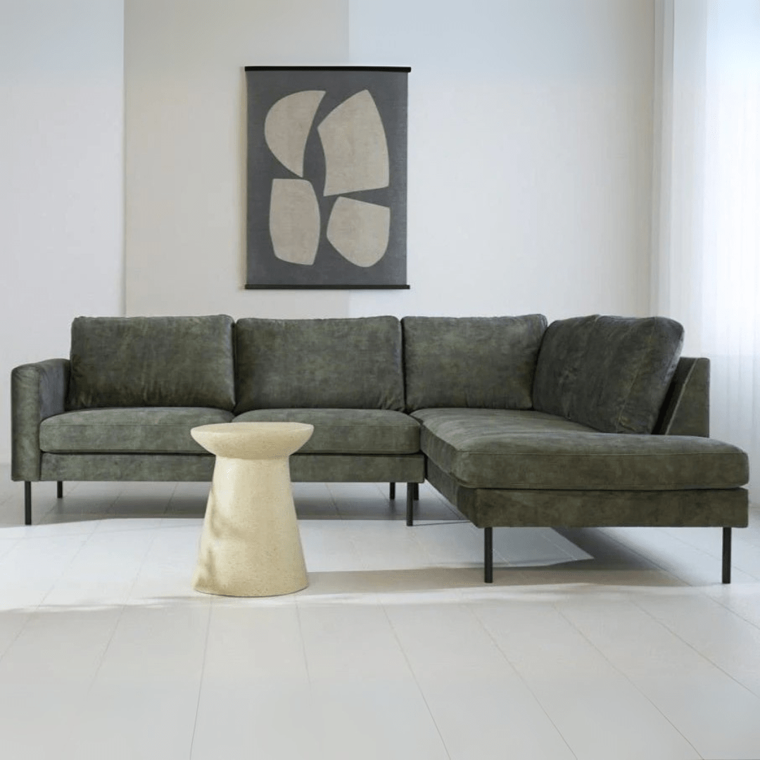 Hjørnesofa grøn velour Gaya - højre