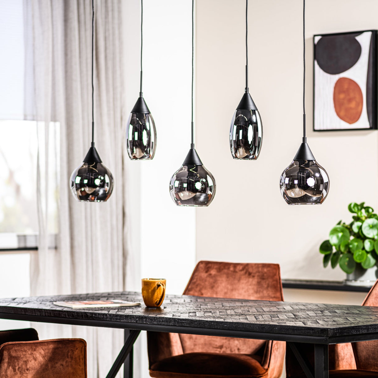 Hængelampe Kesi 5-lys Smoke Glas