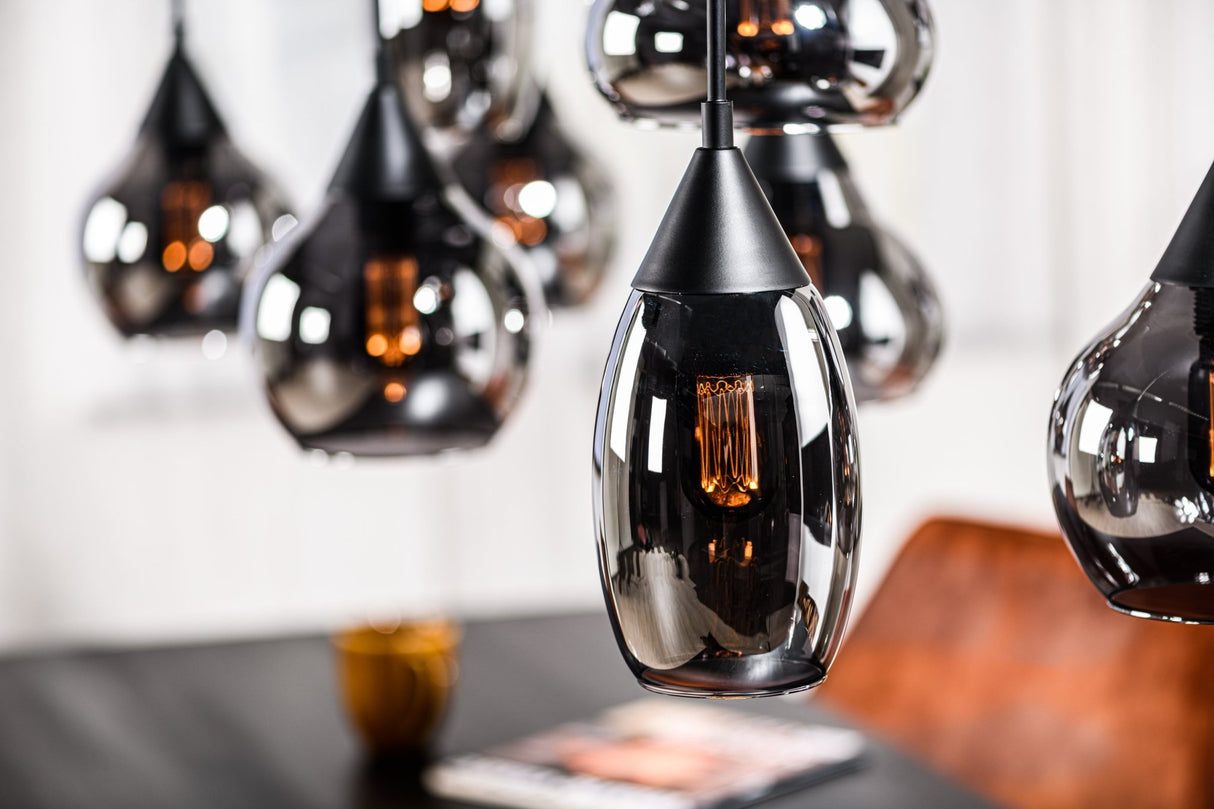 Glas Hængelampe Kesi 8-lys Smoke Glas