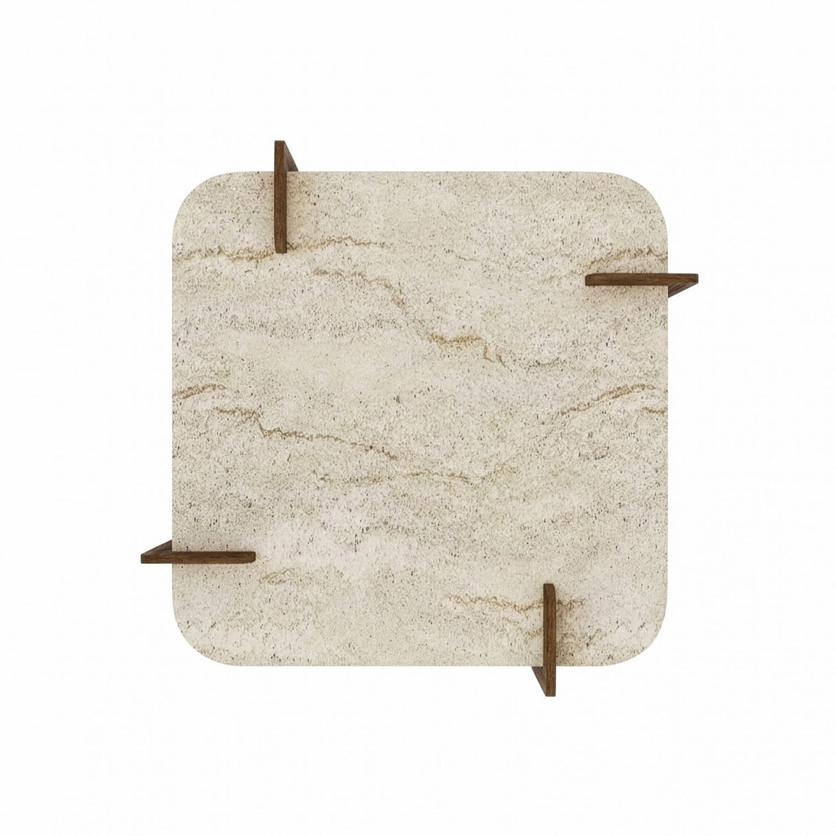 Afrolli sofabord travertin-look valnød 90x90 Travertin-look og valnød Melaminbelagt trækomposit