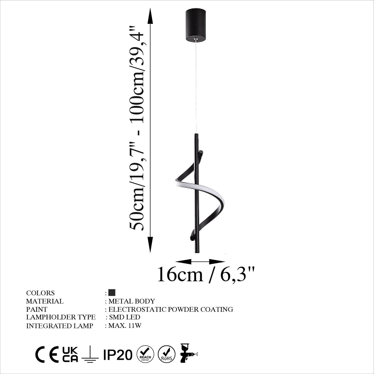 Hængelampe Sort Metal Overdådig