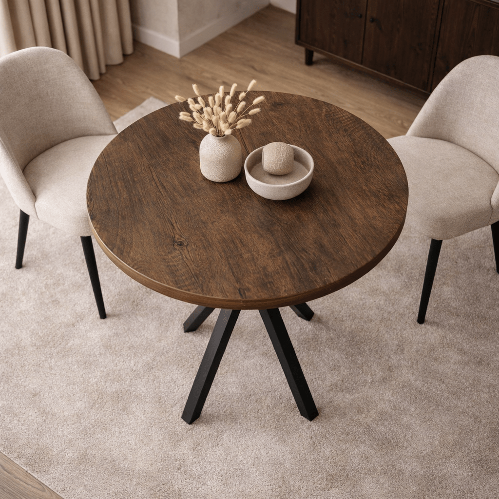 Eettafels - Ronde eettafel Walnoot - 90 cm - Agna - Dimehouse