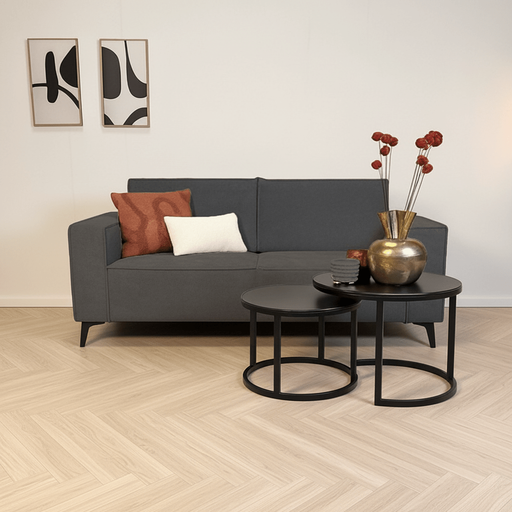 2-personers løs store rygpuder antracit chenille Yara