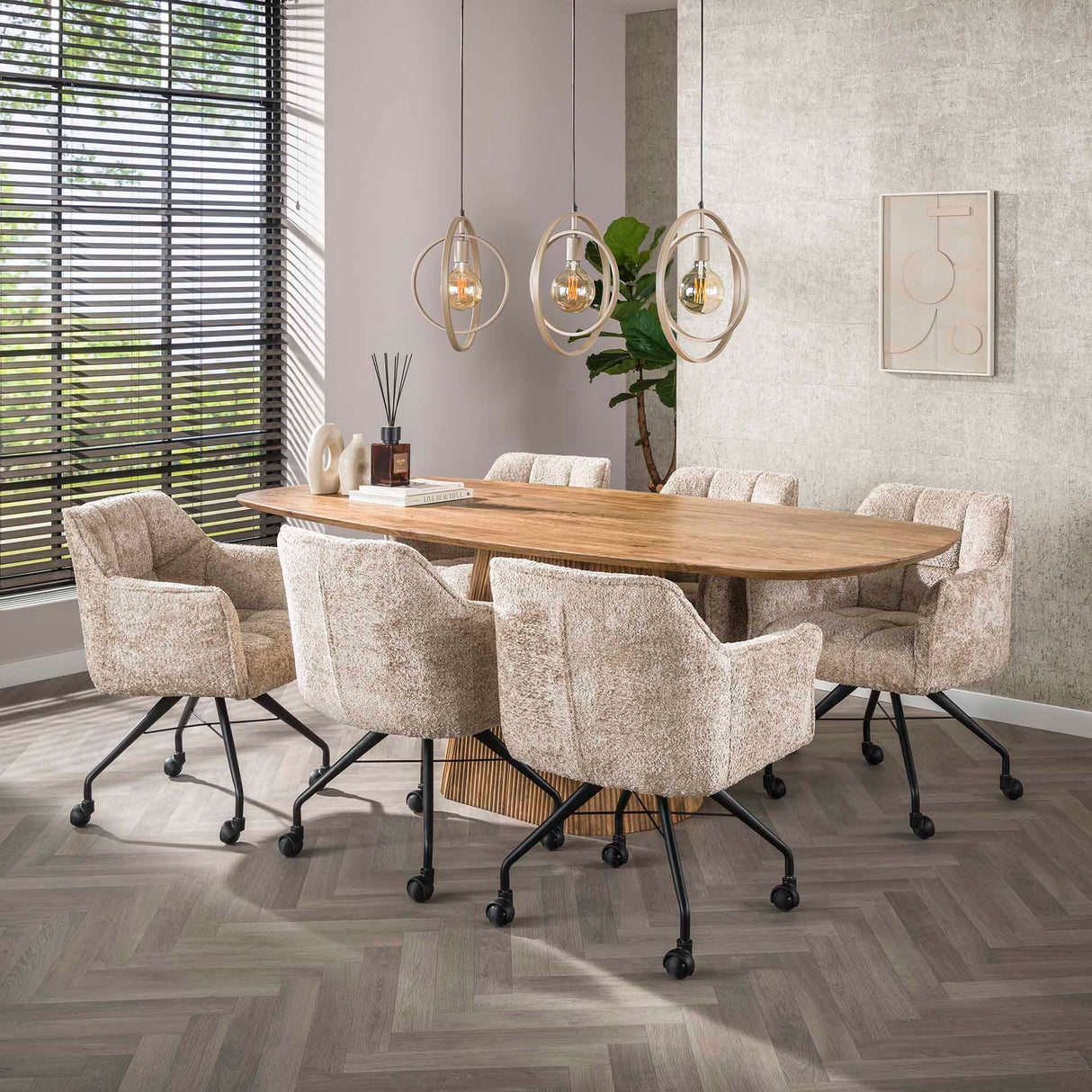 Spisebord Sable 215 cm - Mango-træ Sand