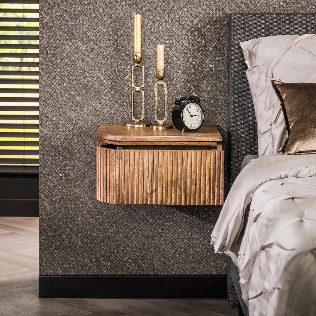 Svævende Natbord Maria Sæt af 2 Mango Træ