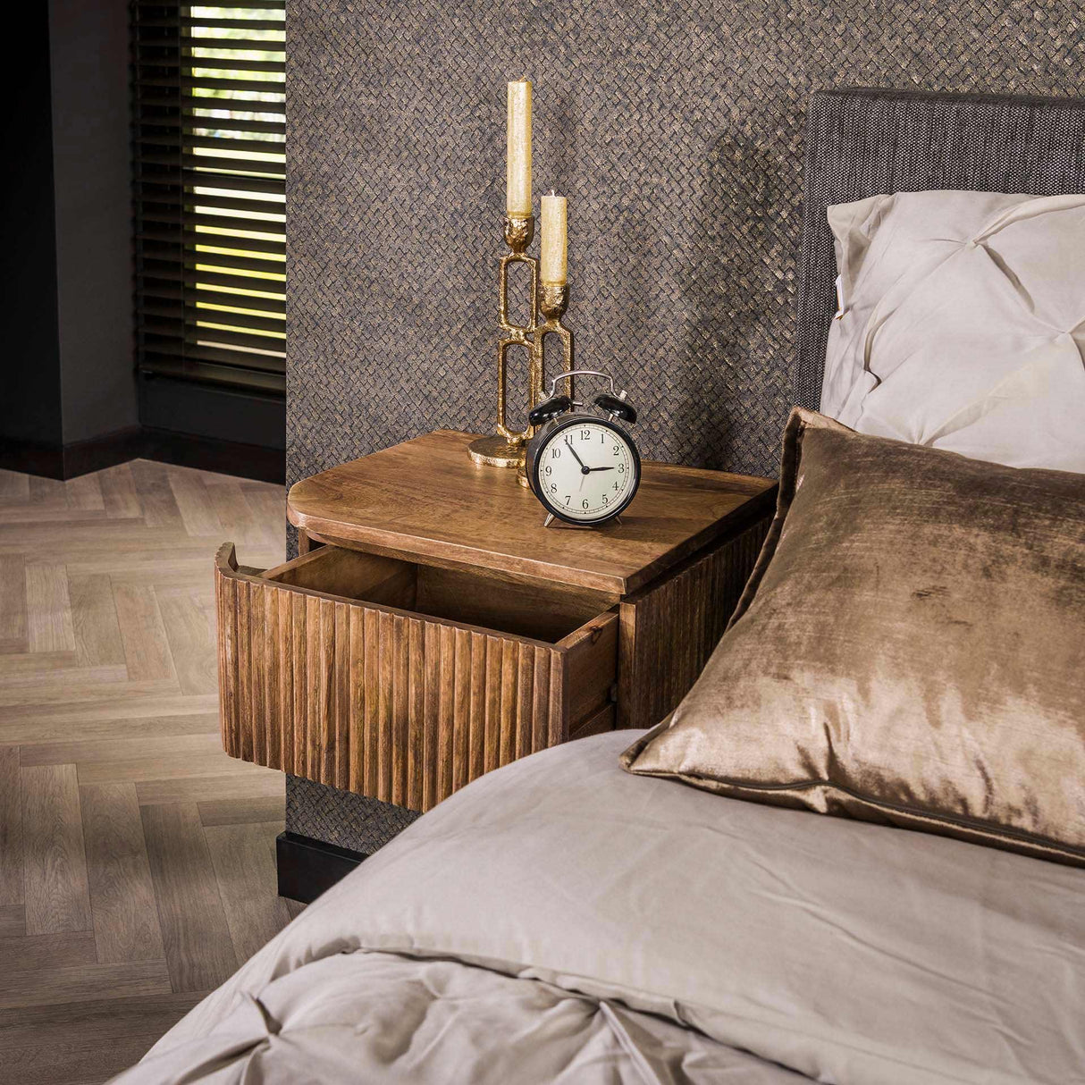 Svævende Natbord Maria Sæt af 2 Mango Træ