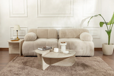 Rund Sofabord Marmorlook Melamin 85 cm Orin