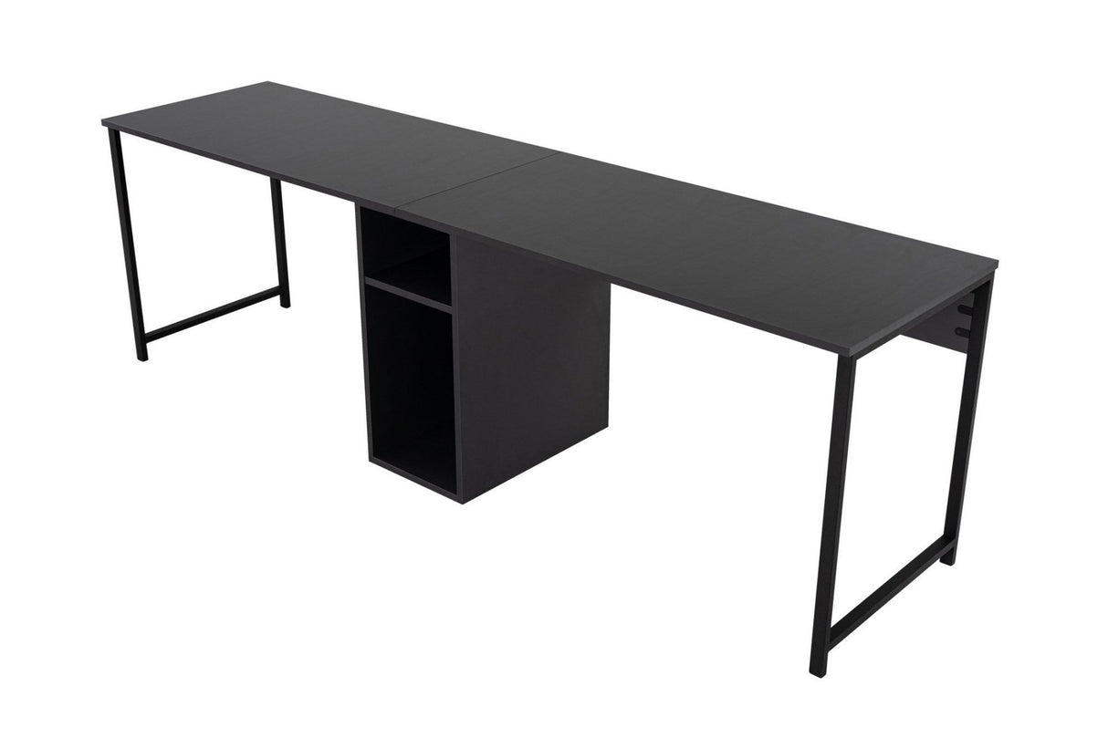 Bureaus - Bureau antraciet met zwart - 240x60 cm - Melamine - Twin - Dimehouse