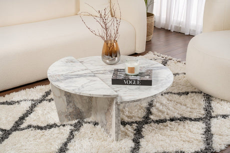 Rundt Sofabord Marmor Trappet Melamin 90 cm Orin