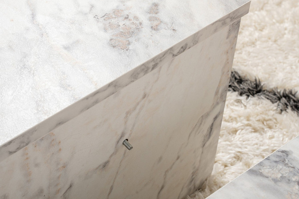 Rundt Sofabord Marmor Trappet Melamin 90 cm Orin