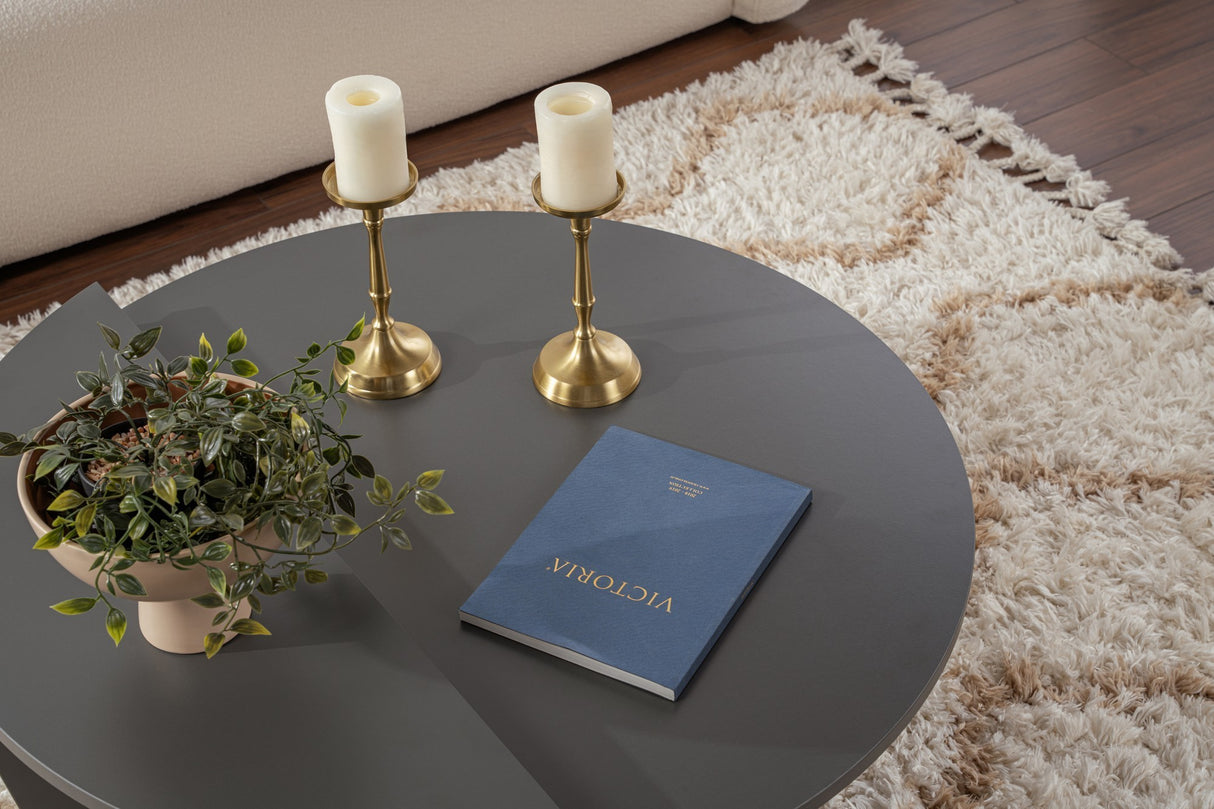 Rund Sofabord Antracit Melamin 85 cm Orin