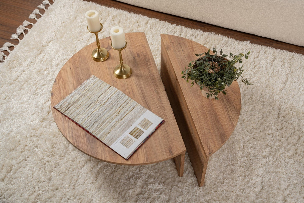 Rundt Sofabord Atlantisk Fyrretræ Trappet Melamin 90 cm Orin