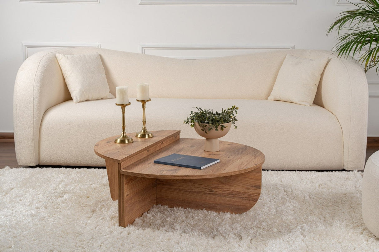 Rundt Sofabord Atlantisk Fyrretræ Trappet Melamin 90 cm Orin