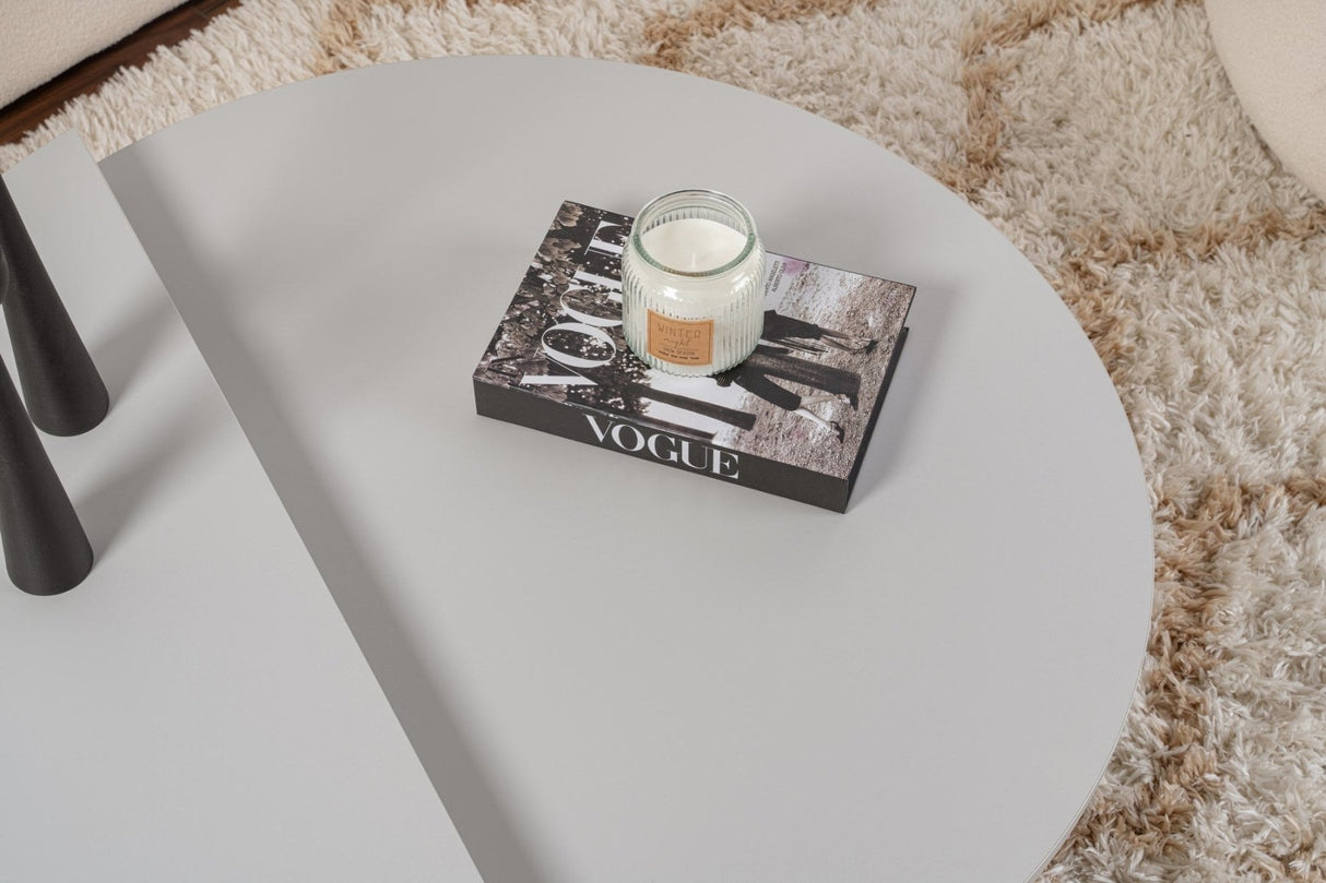 Rundt Sofabord Grå Trappet Melamin 90 cm Orin