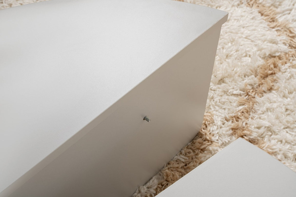 Rundt Sofabord Grå Trappet Melamin 90 cm Orin