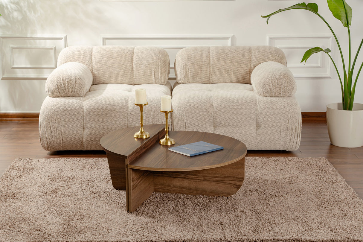 Rund salontabel 85 cm Naturlig valnød Melamin Orin