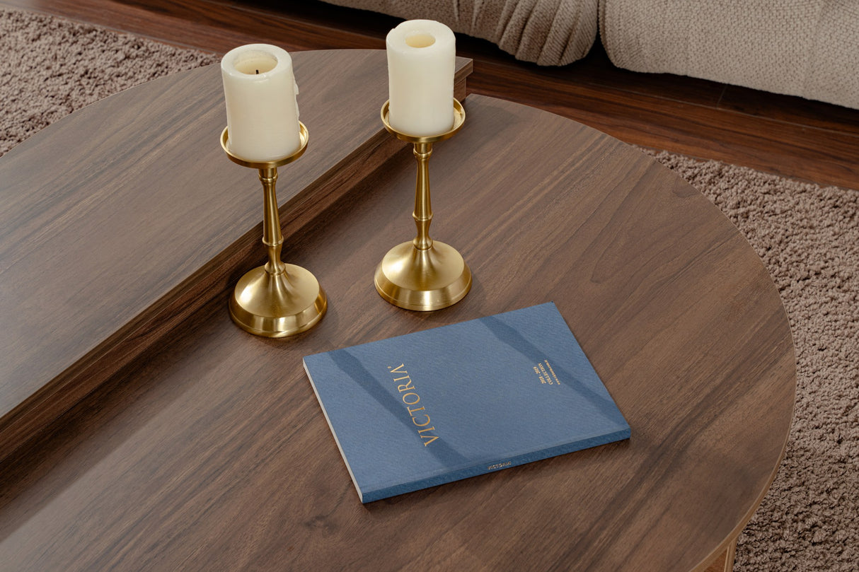 Rund salontabel 85 cm Naturlig valnød Melamin Orin