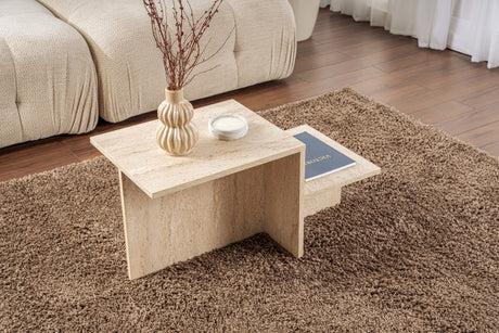 Sofabord Beige Marmorlook Melamin Eterna