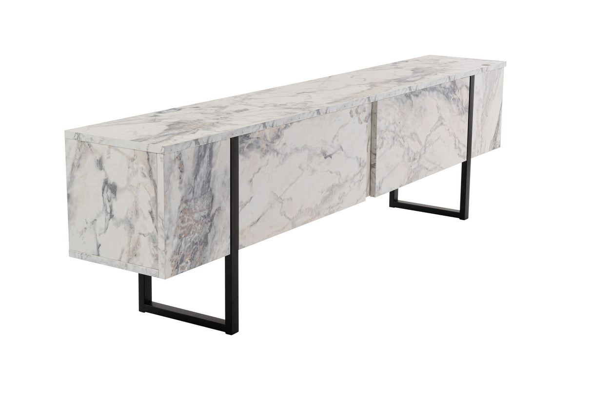 TV Møbel Marmor Melamin Sort Ramme Blitz 50x180x29,5 cm