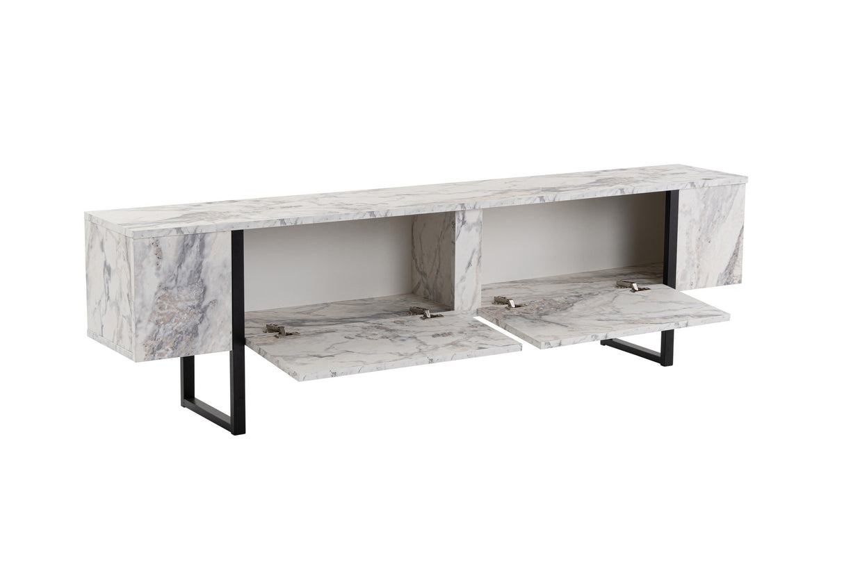 TV Møbel Marmor Melamin Sort Ramme Blitz 50x180x29,5 cm