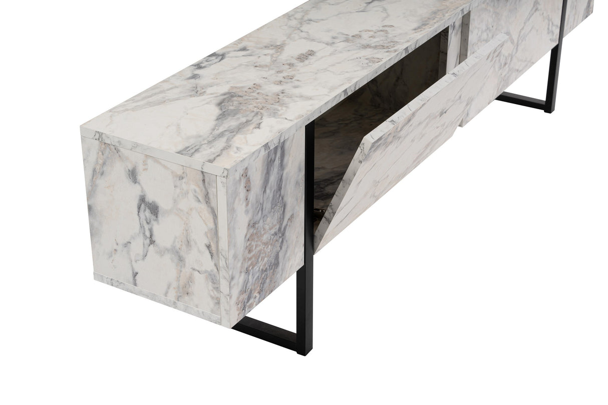 TV Møbel Marmor Melamin Sort Ramme Blitz 50x180x29,5 cm