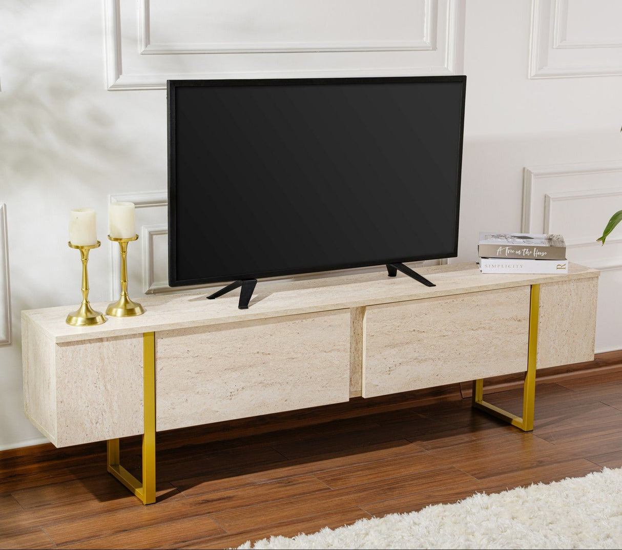 TV Møbel Beige Melamin Foudneramme Blitz 50x180x29,5 cm