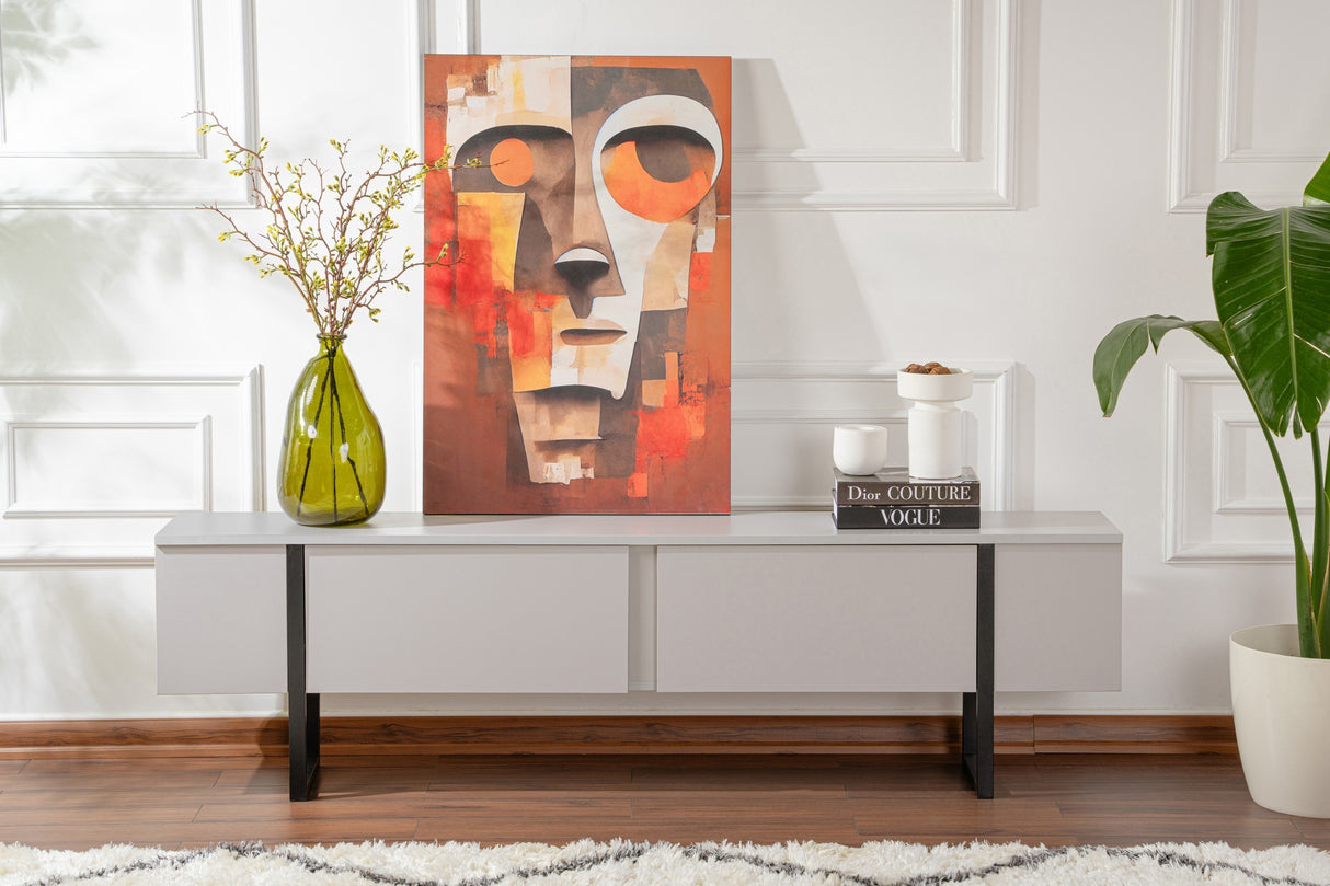 TV Møbel Grå Melamin Guld Ramme Blitz 50x180x29,5 cm