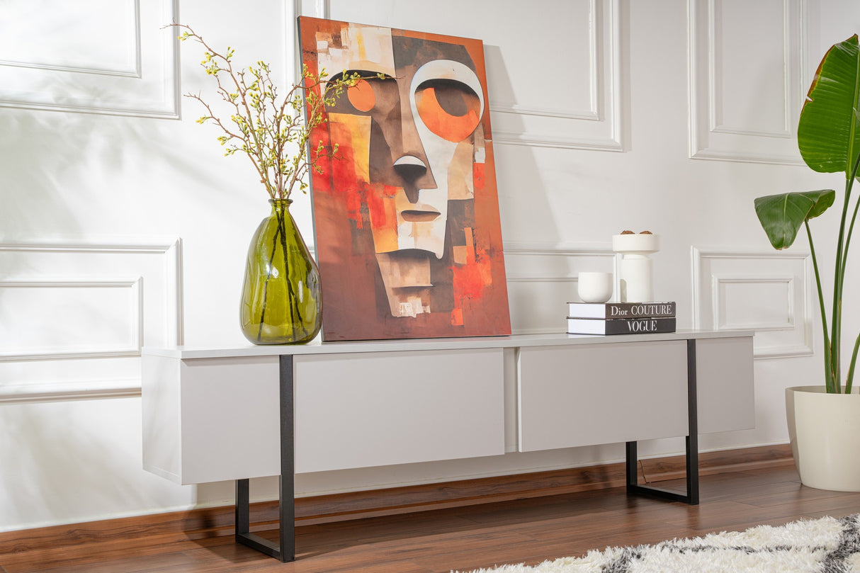 TV Møbel Grå Melamin Guld Ramme Blitz 50x180x29,5 cm