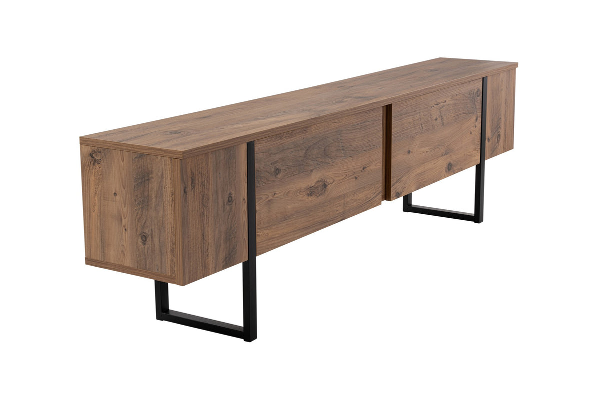 TV Møbel Naturlig Melamin Sort Ramme Blitz 50x180x29,5 cm