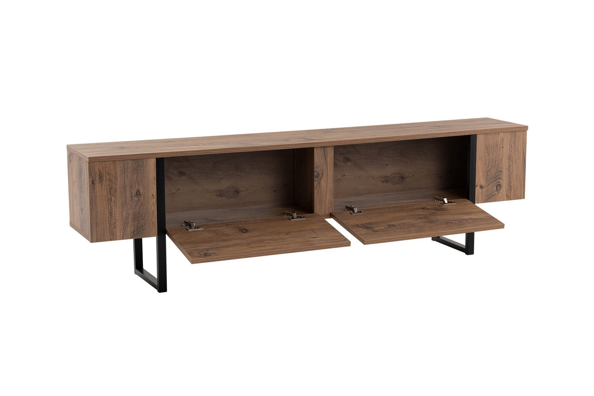 TV Møbel Naturlig Melamin Sort Ramme Blitz 50x180x29,5 cm