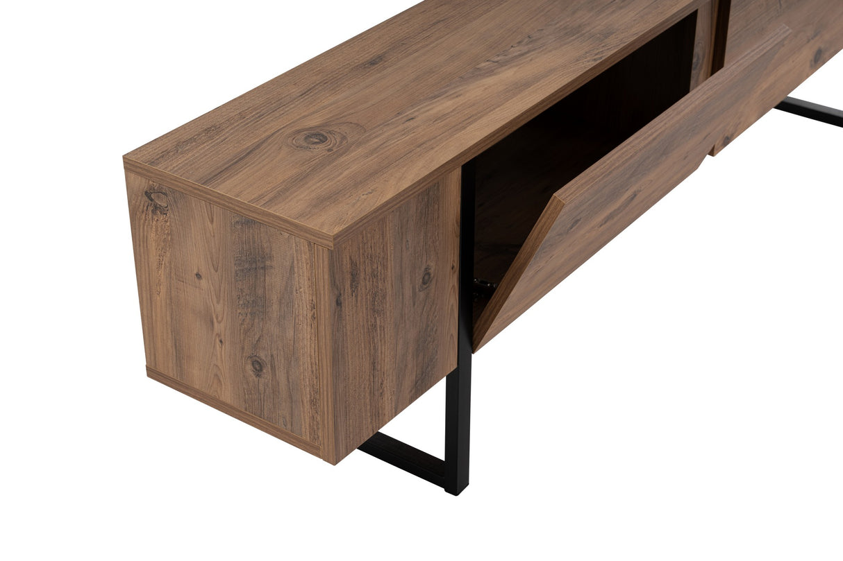 TV Møbel Naturlig Melamin Sort Ramme Blitz 50x180x29,5 cm