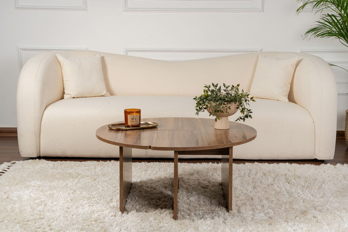 Rundt Sofabord Moari Valnød Melamin 90 cm