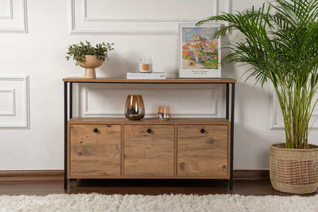 Skænk Atlantisk Fyrretræ Saloce - Sort Ramme - Tre Rum - 120x77 cm