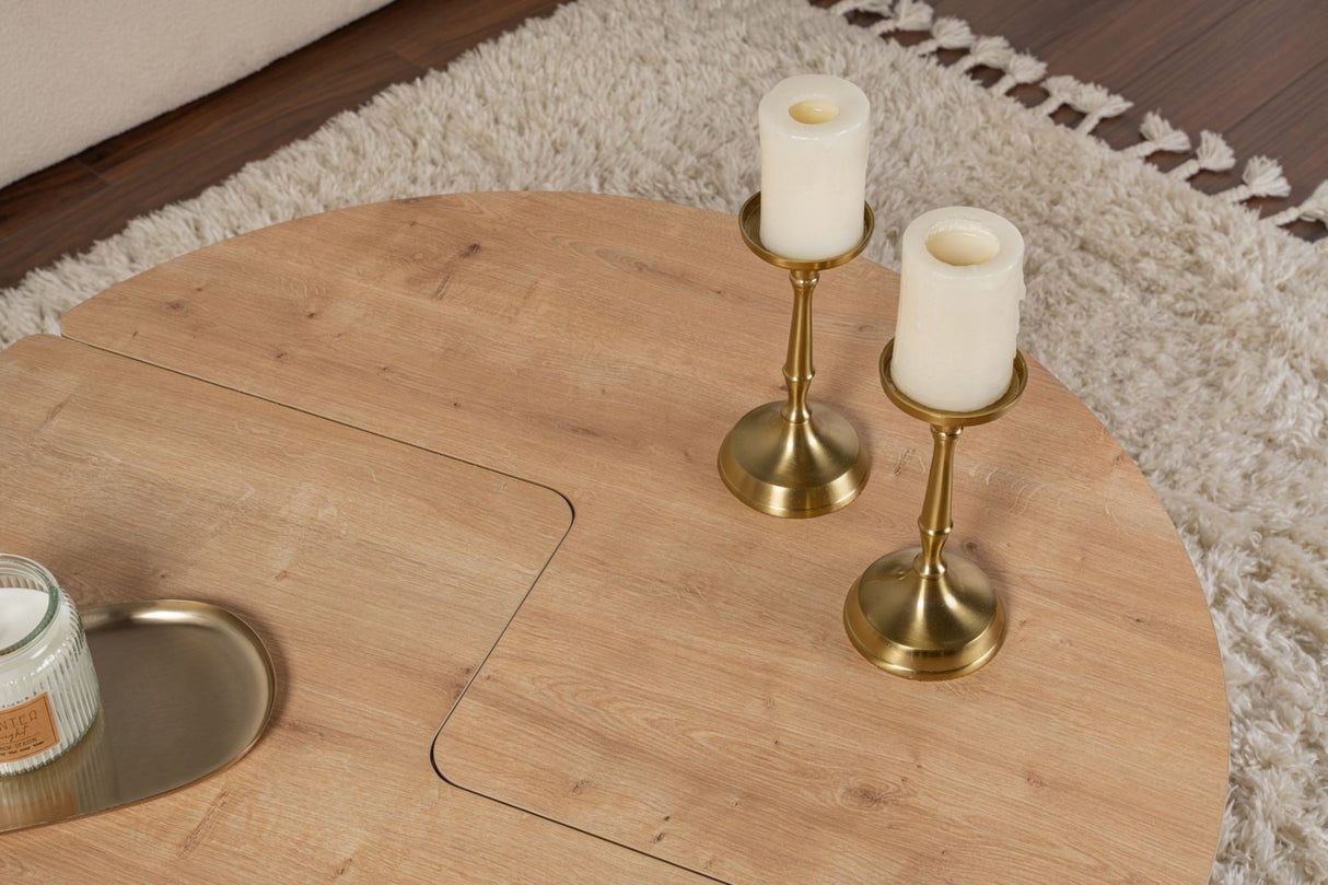 Rundt Sofabord Moari Egetræ Melamin 90 cm