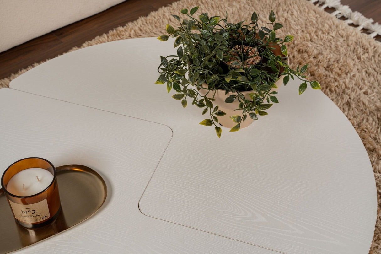 Rundt Sofabord Moari Trælook Hvid Melamin 90 cm