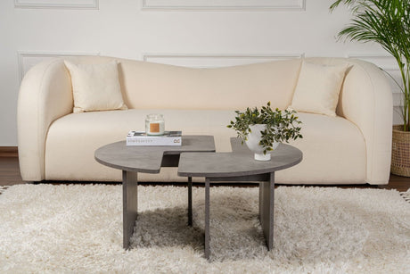 Rundt Sofabord Moari Beton Look Grå Melamin 90 cm