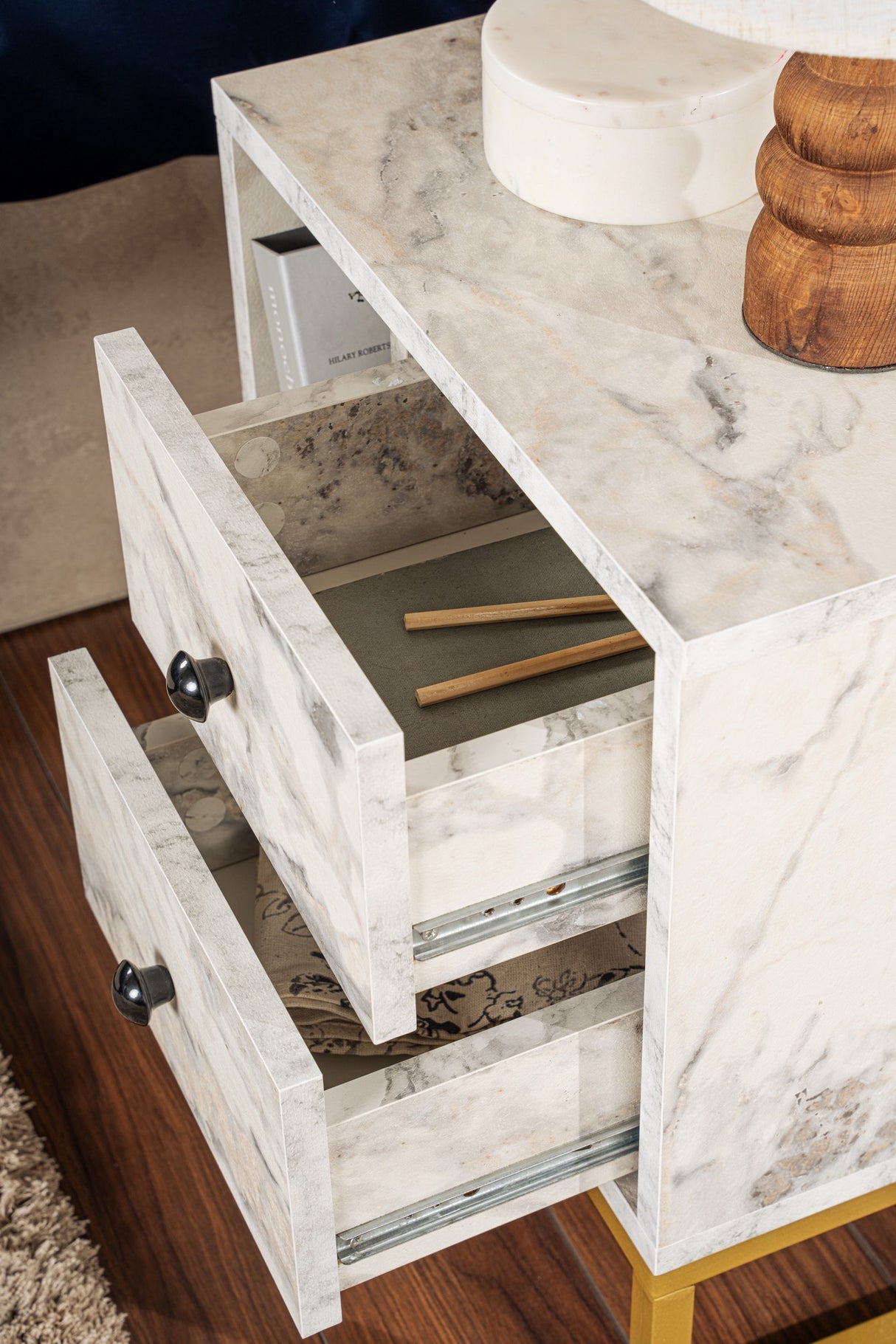 Natteskab Marmor Melamin Guld Ramme Pulsar