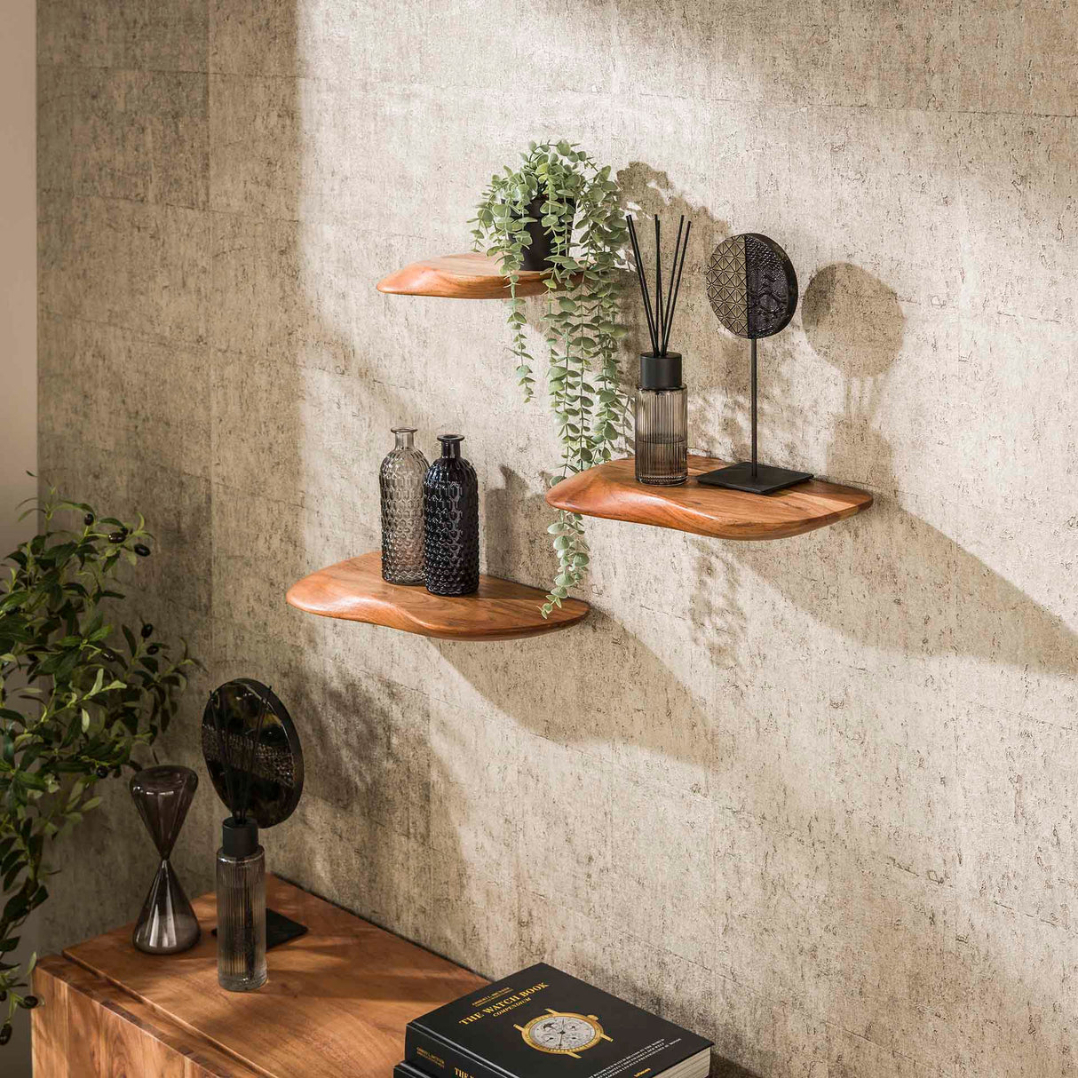 Nordic Sæt med 3 væghylder Organic - Massiv akacietræ