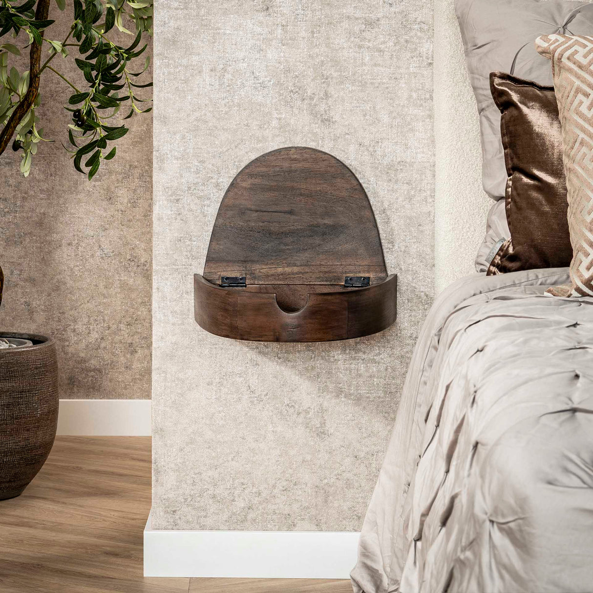 Flydende Halvrunde Natborde Sæt 2 – Akacie