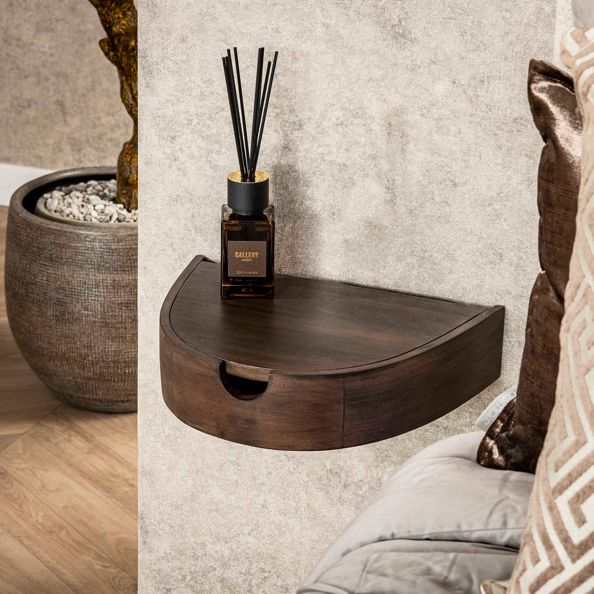 Flydende Halvrunde Natborde Sæt 2 – Akacie