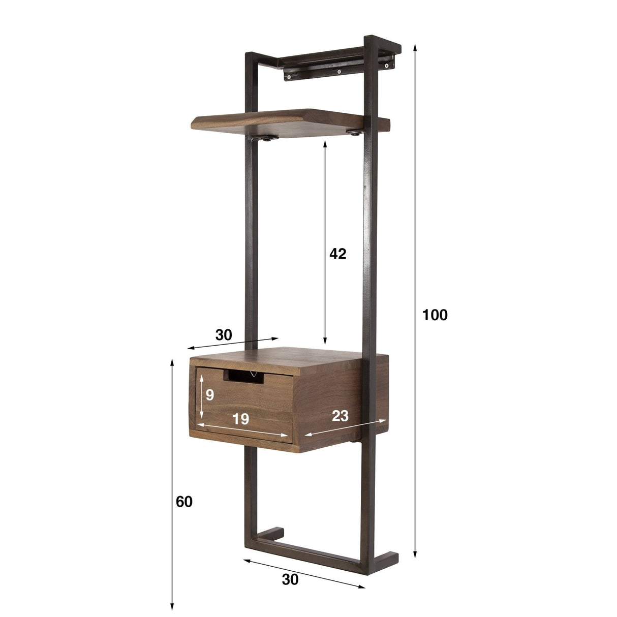 Oslo 1-skuffes natbord Massiv Akacie Drift Brown