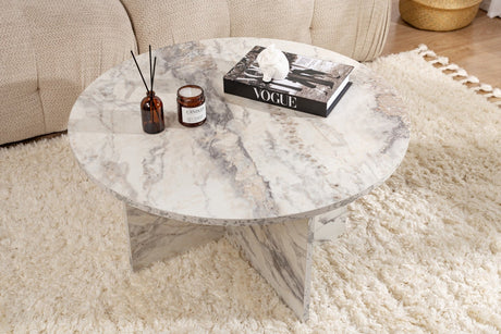 Rundt Sofabord Armo Marmorlook 80 cm