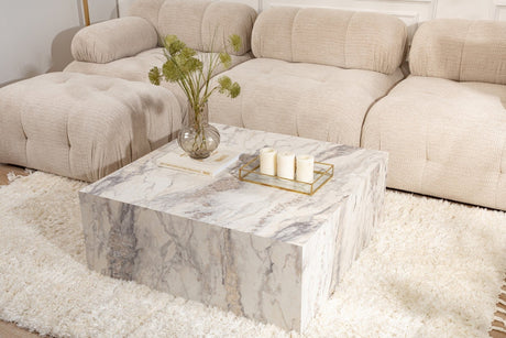 Moderne Sofabord Firkantet 90x90 cm Marmorlook Prasmi