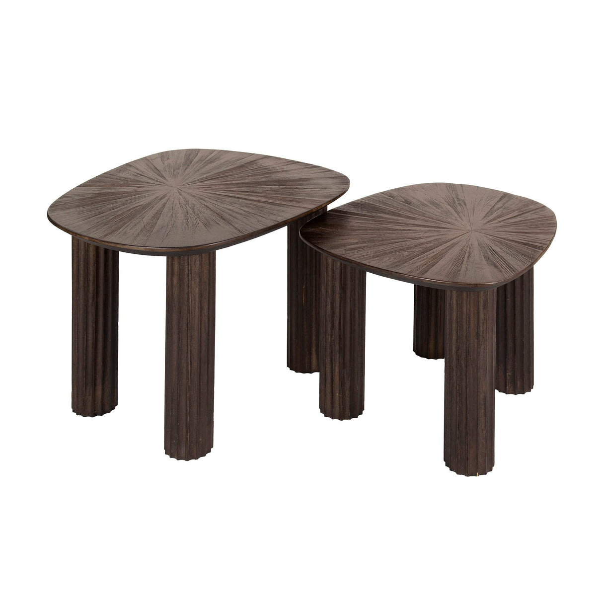 Salontafels - Salontafel set van 2 Myla Organisch Vierhoekig Teakhout Bruin - Japandi - Dimehouse