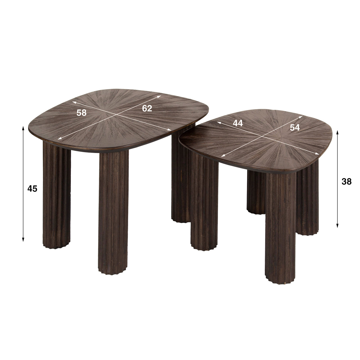 Salontafels - Salontafel set van 2 Myla Organisch Vierhoekig Teakhout Bruin - Japandi - Dimehouse