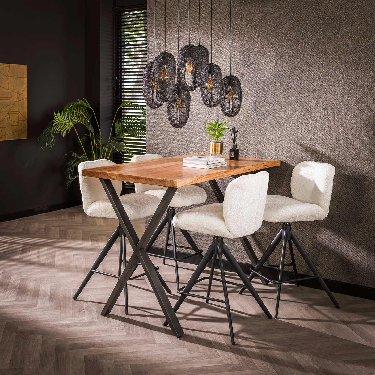 Bartafels - Industriële Bartafel Kevin 140 cm Kruispoot - Dimehouse