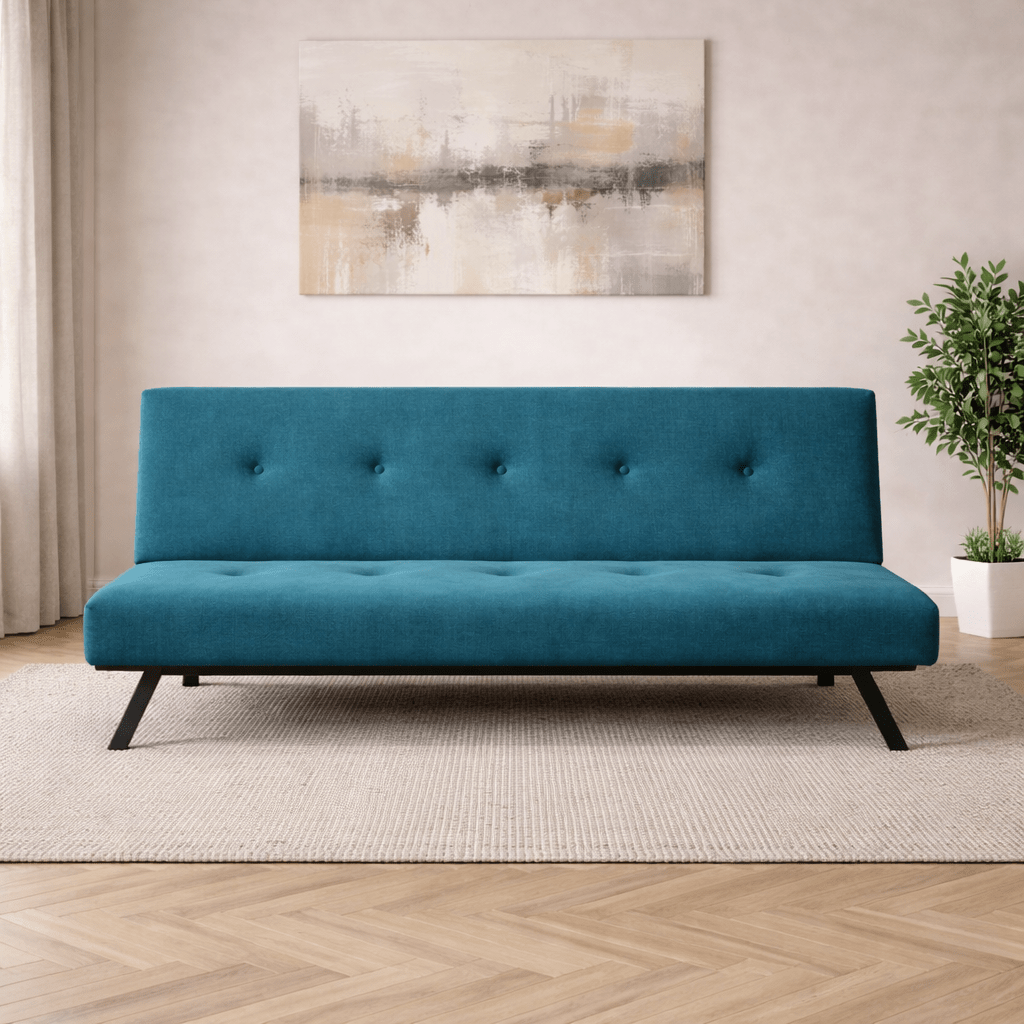 Slaapbank Petrol blauw Stof 3-Zits - 180 cm - Zonder armleuningen - Zoly
