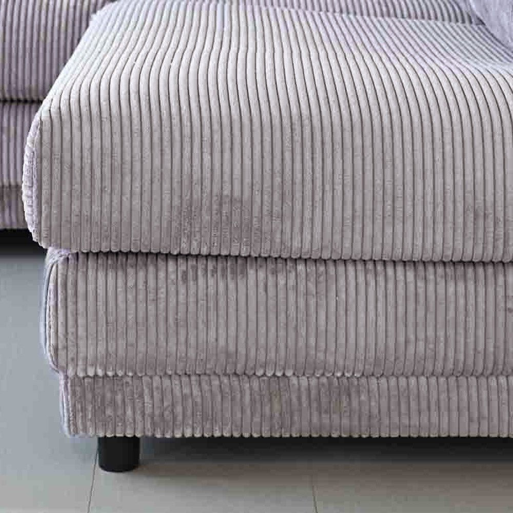 L-formet hjørnesofa i lysegråt ribstof med chaiselong Gabi - højre