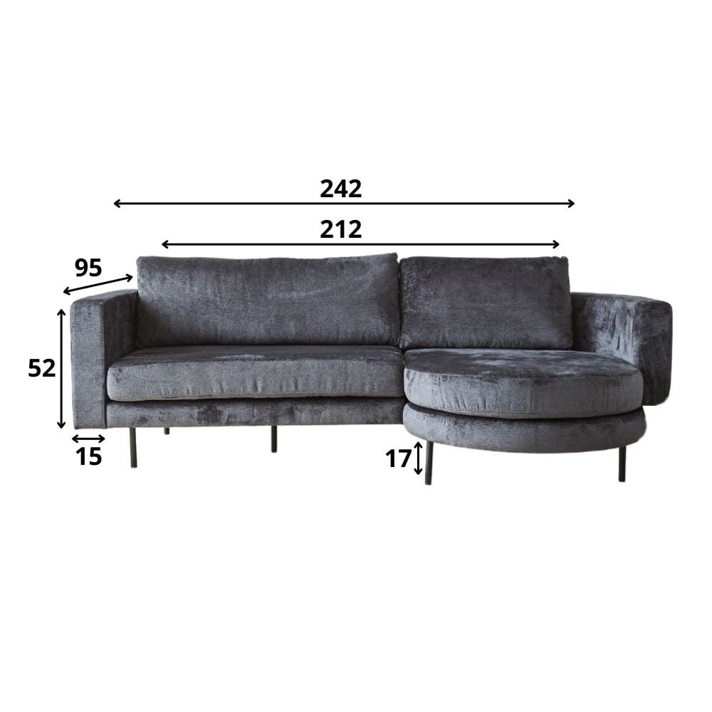 Sofa Bella Dimehouse Antracit LxBxH 138x98x55 Stof Hvid fotostørrelsesindikation
