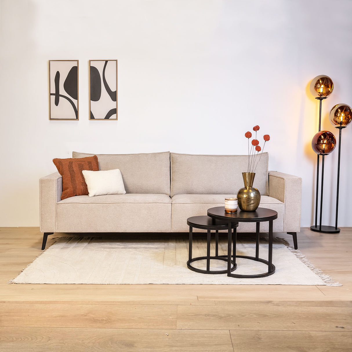 3-personers løs store ryghynde grå chenille Yara